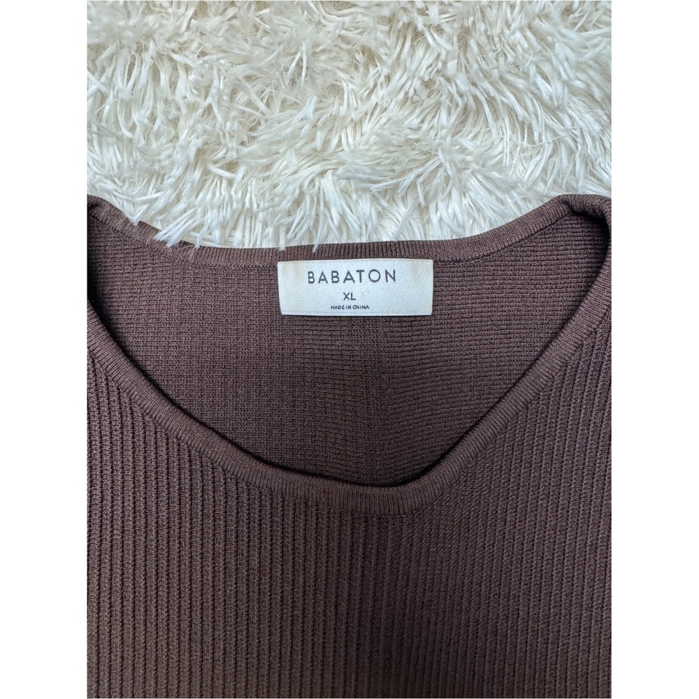 Babaton - Brown Sculpt Knit Racerback High-Neck Tank - XL - Picture 5 of 6